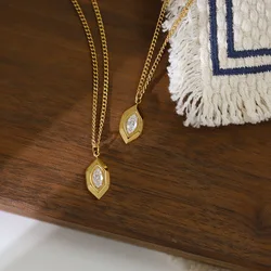 Fashion Geometry Zircon Pendant Necklace High-Grade Waterproof Delicate Femme Jewelry Gift New