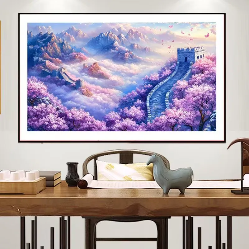 

11CT 9CT DIY Наборы для вышивки крестом «Великая стена» Вышивка крестиком Рукоделие Ремесло Печатная ткань Декор