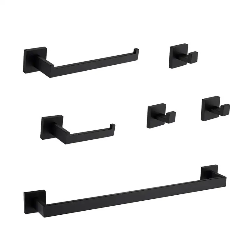 

6-Pc Bath Hardware Set, Essential Bathroom Accessories with Durable Finish, Towel Bars, Hooks, & More for a Stylish Upgrade