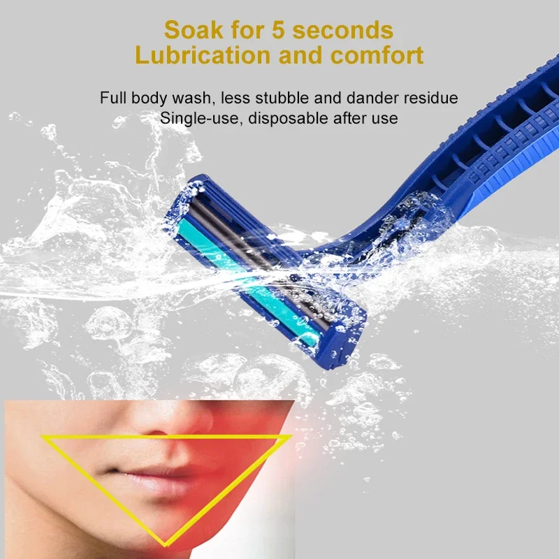 Manual Safety Razor Full Body Wash Disposable Shaver 2 Layer Blade with Lubrication Strip for Men Home Travel Shaving Machine