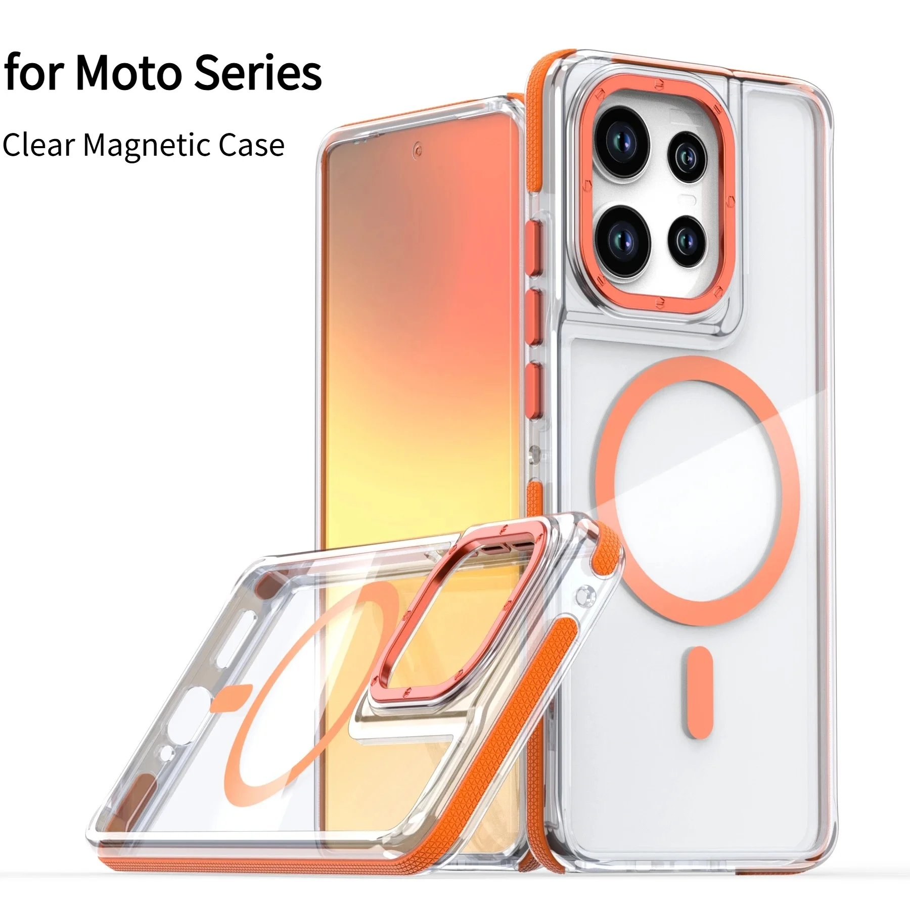 

Luxury Shockproof Transparent Phone Case for Motorola Moto G Play 2026 G Power 2025 G 5G 2026 Edge 60 Fusion Magnetic Back Cover