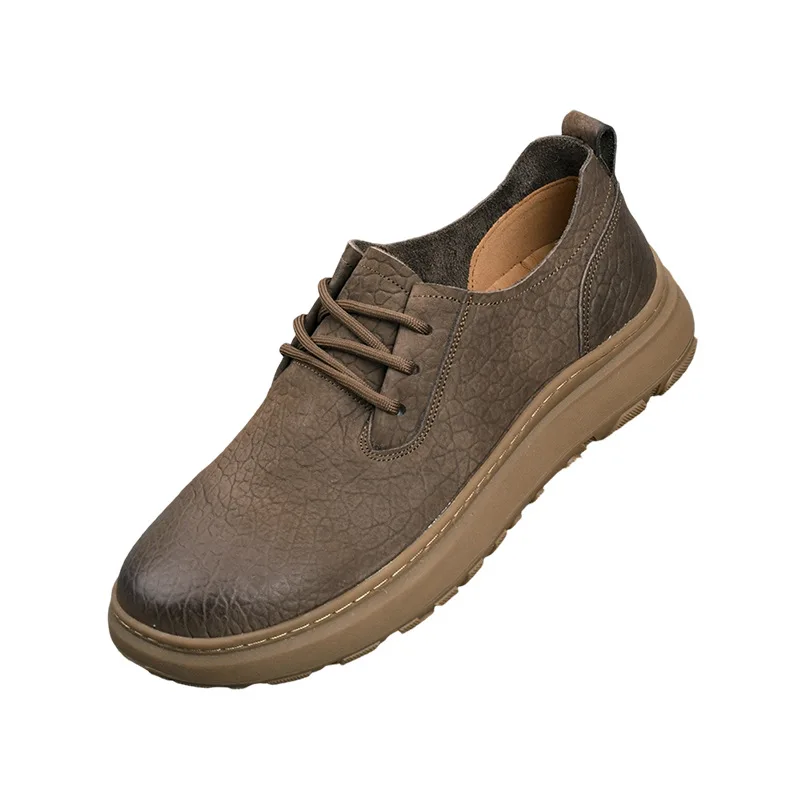 

2026 New Cowhide Men's Shoes British Trend Thick Heel Leather Shoes Elephant Pattern Non-slip Platform Men's Loafers Moccasins