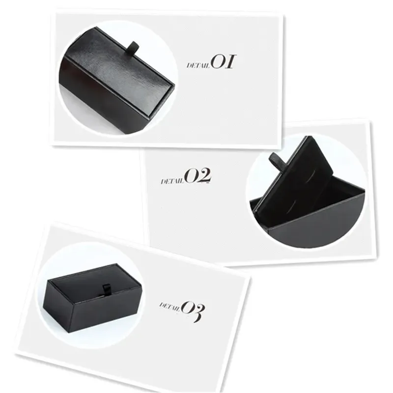 Black PU Leather Geschenk Box for Manschettenknopfe Cufflinks Storage Box Jewellery Cuff Links Gift Organizer Packaging Box Case