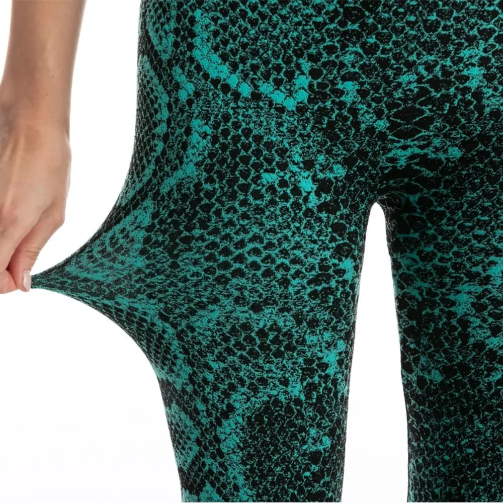 Leggings elásticos con estampado de serpiente para ciclismo, pantalones elásticos con Control de barriga y glúteos, color melocotón, a la moda