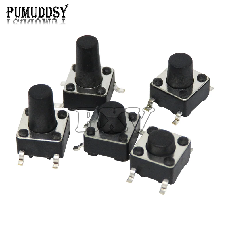 50PCS 6X6X4.3/5/6/7/7.3/9/10mm Tactile Push Button Switch Micro Switch 6*6* 4.3mm 5mm 6mm 7mm Power Switch Button SMD