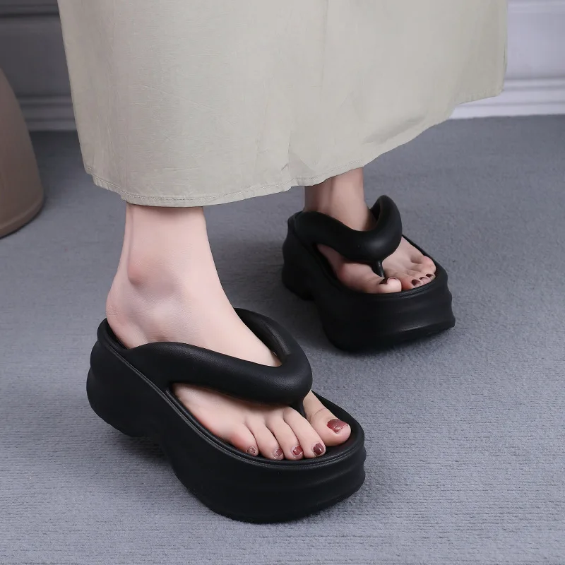 2024 New Arrival Platform Flip Flops Women Summer Slippers Female High Heel Shoes Mix-colors Soft Sole Girls Beach Street Slides