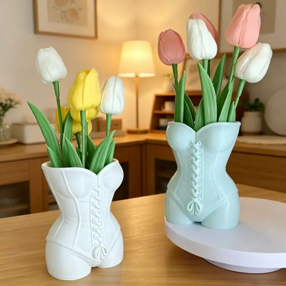 Vintage Bohemian Style 3D Printed Flower Vases Twisted Design Flower Arrangement Corset Dress Vase Decorative Vase Garden
