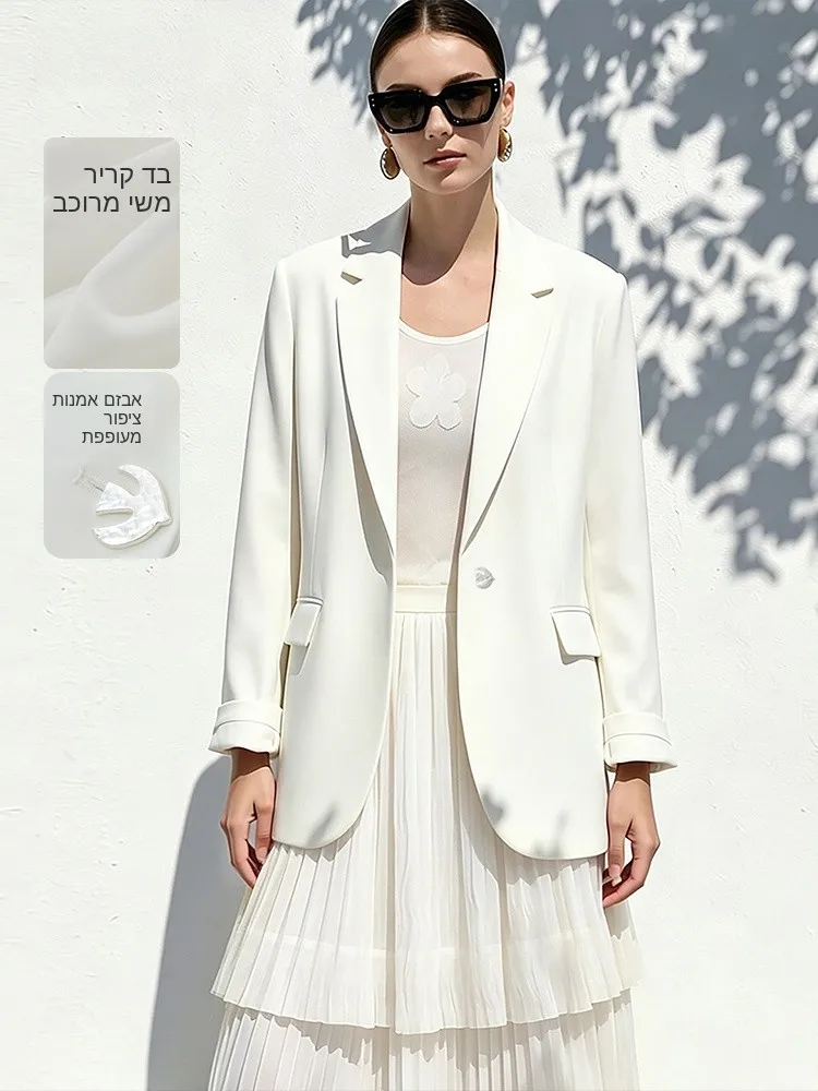 

i Spring New Sle Commuter Wind Birds Button Suit Women Loose Low Center of avi West Clothes Medium Length Top