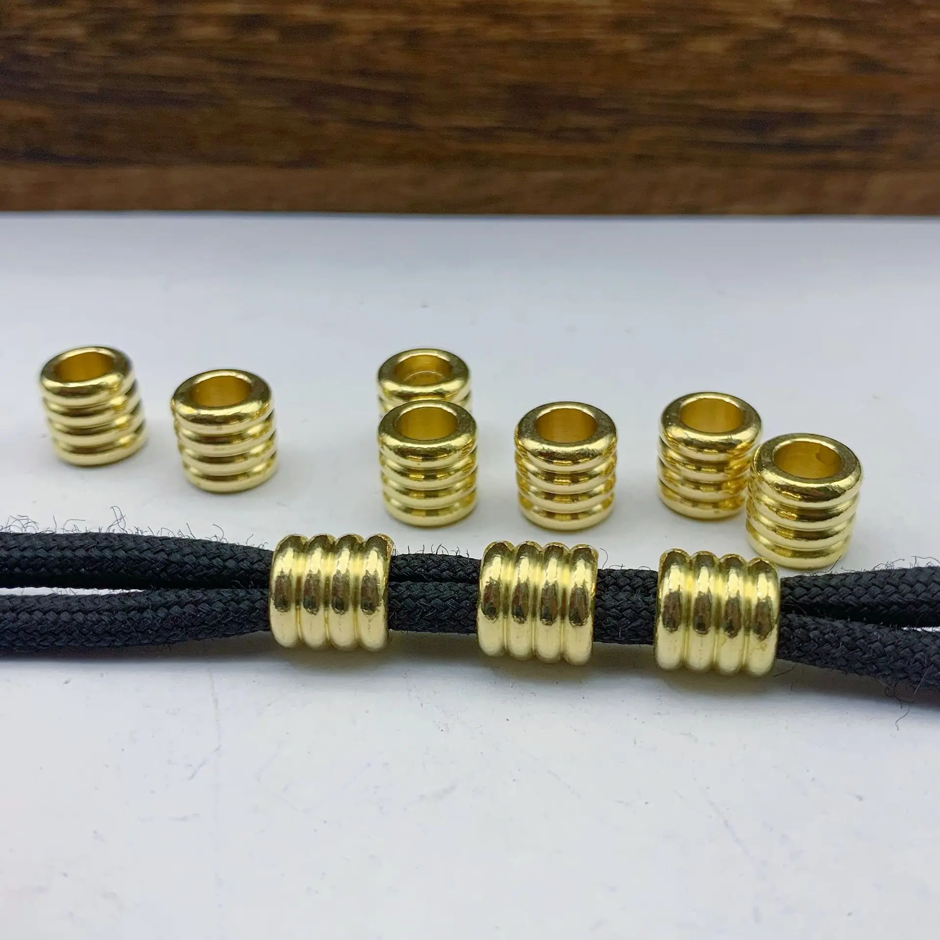 Brass Cylindrical Bead Bracelet Necklace Accessories DIY Paracord Jewelry Accessories EDC Knife Pendant Positioning Beads