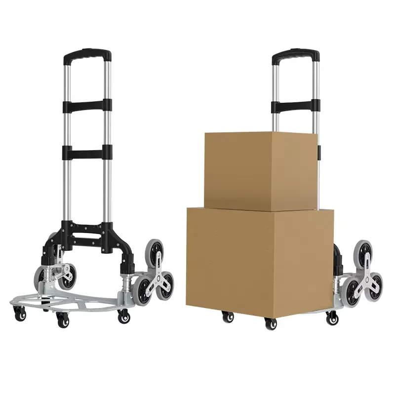 Stair Climbing Hand Truck Folding Grocery Cart Dolly Cart Lightweight Aluminum Trolley Telescoping Handle OEM Six-Wheeled TPR