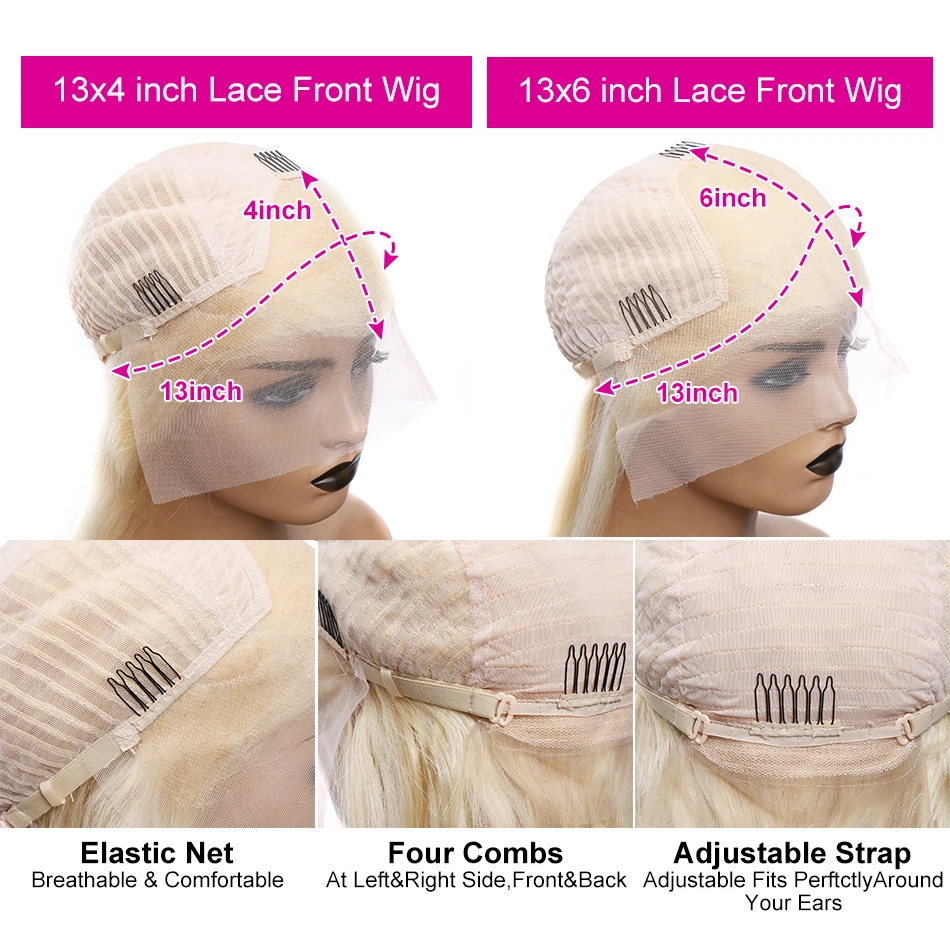 13x4 Transparent Lace Front Wigs Human Hair 613 Lace Front Wig Human Hair Deep Wave Frontal Wigs for Women