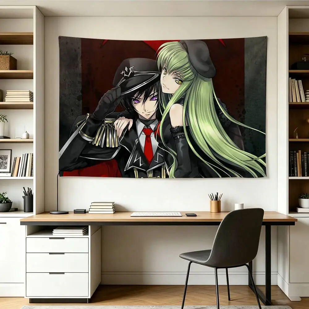 Code Geass Character C.C And Lelouch   Flags Wall Hanging Background Art Banner for Bedroom Home Outdoor Decor