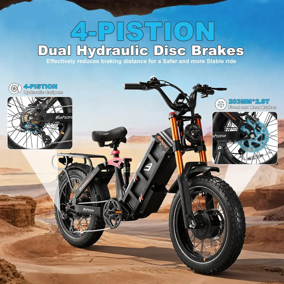 Pro 2 EBike - Dual Motor 5400W/1200W 30-43MPH 60V 70Ah 200Mile Long Range Electric Bike for Adults, 20'' Fat Tire image 10