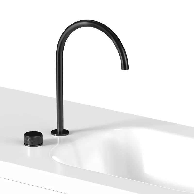 Widespread Basin Faucet  Bathroom White Black Sink Faucet Single Lever Brass Rotation Hot Cold Sink Mixer