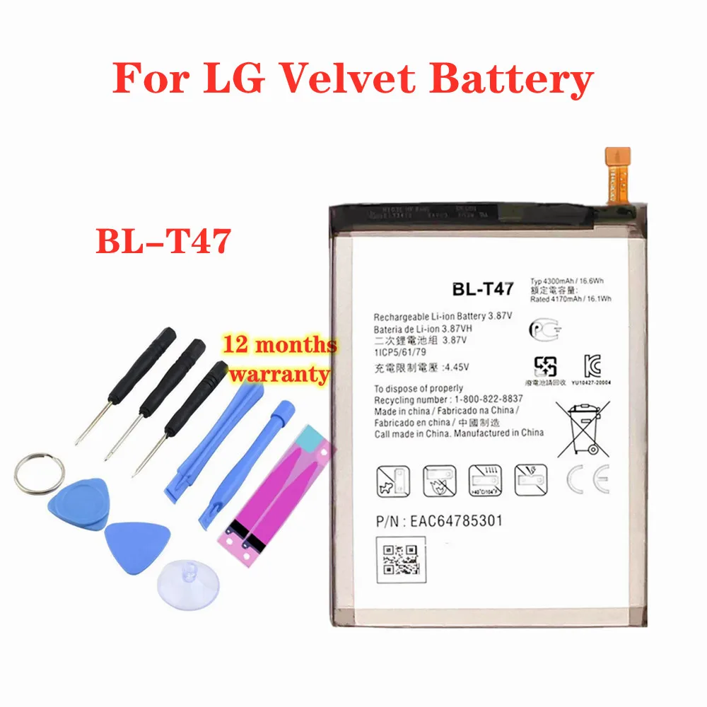 

New BLT47 BL-T47 Replacement Battery For LG Velvet LMG900TM 4300mAh BL T47 High Quality Phone Battery + Tools