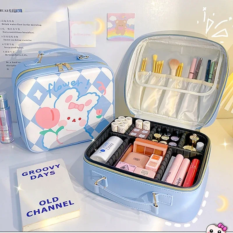 

Makeup Box, Fashion PU Makeup Organizer, Large Capacity Organizer Box, Original Pattern Makeup Bag, Convenient Travel Case 123