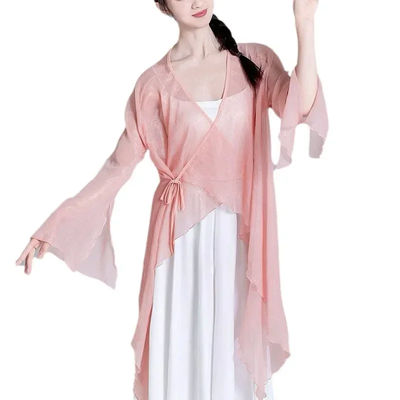 Chinese ancient style new white snake dance clothes elegant gauze clothes classical dance  stage clothes rhyme