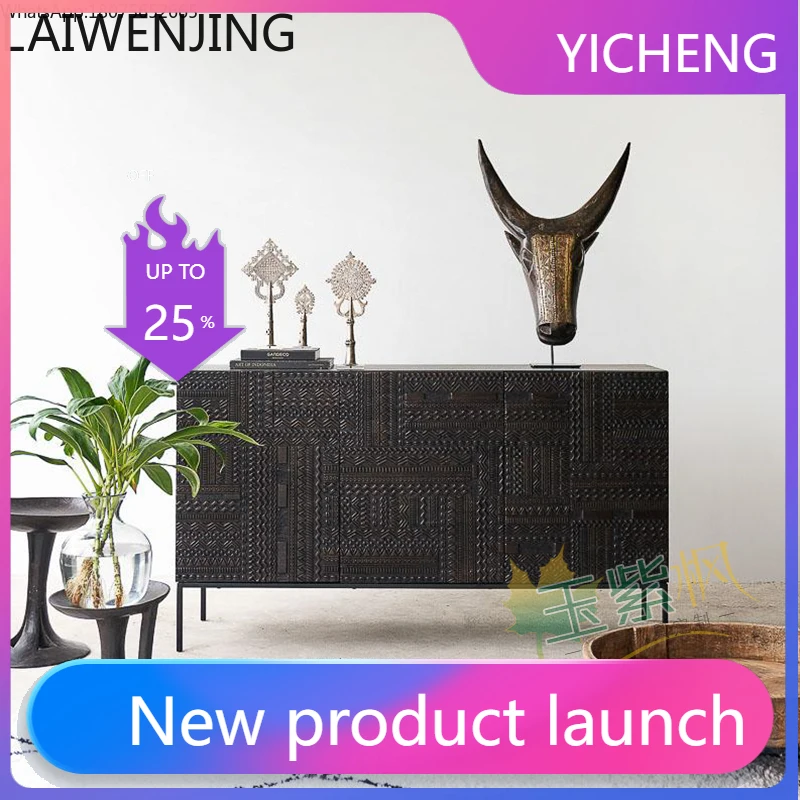 

LYY Nordic Minimalist Vintage Sideboard Narrow Wall-Mounted Carved Storage Cabinet