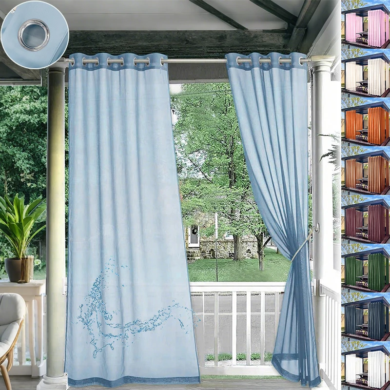 

1PC Waterproof Outdoor Curtains Lightweight Semi-Transparent Partition Curtain Perfect for Living Room Porch and Pergola Decor