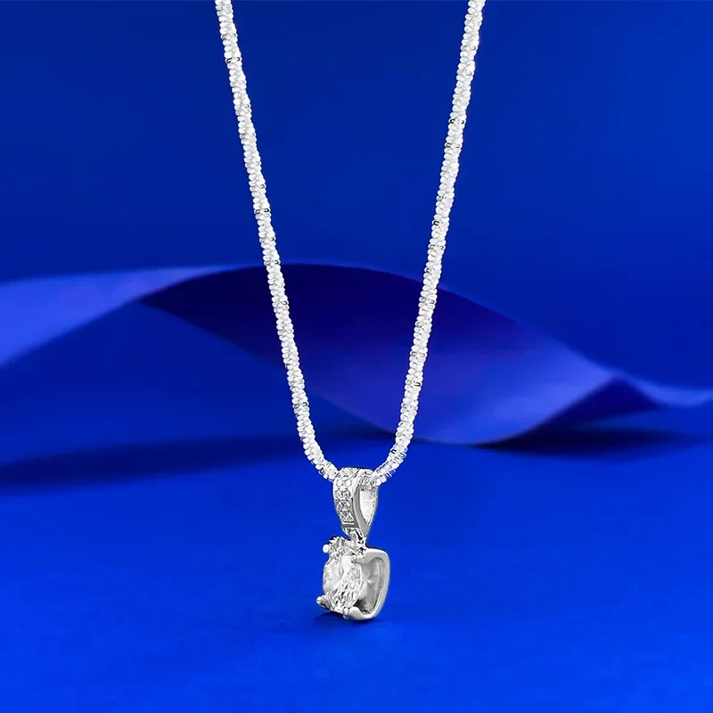 Apaison 1 ct Moissanite Pendants For Women 925 Sterling Silver Necklaces Female Wedding Engagement Party Jewelry Gift