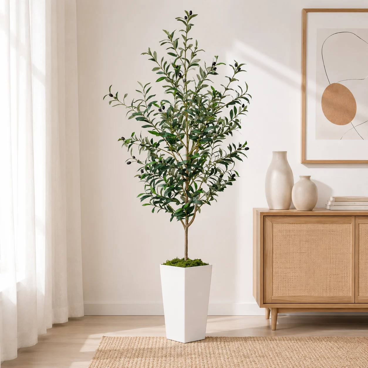 110-200CM Artificial Olive Tree in Pot Indoor Outdoor Ornament Faux Plant for Home Garden Balcony Living Room Decoration