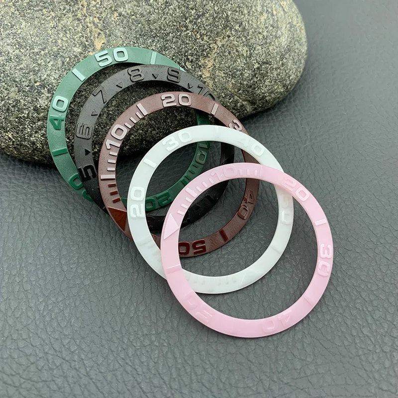 38mm*30.6mm Sloped Ceramic Watch Bezel Insert Ring Fit NH35 Movement SKX007 SRPD Abalone Tuna Sub Watch Case Replace Parts ODM