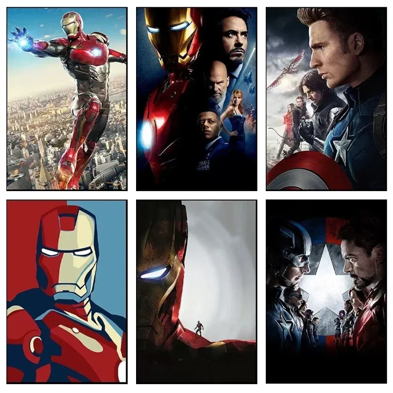 1PC  frameless canvas paintings,Canvas Painting Marvel Decorative Painting Frameless Iron Man Tony Stark Steve Rogers Printing P