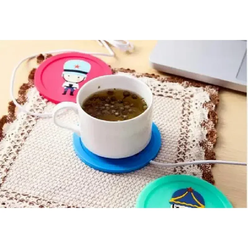 Cartoon creative heating heated warmer silicone pvc electric Insulation usb coaster