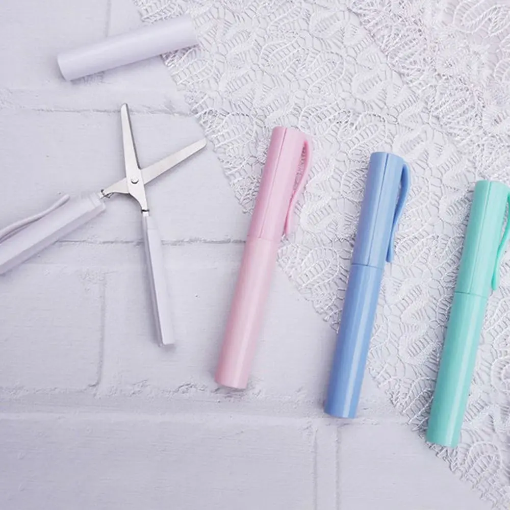 Portable DIY Multifunction Pen Shape Scissors Paper-Cutting Art Tool School Office Supplies Folding Scissors