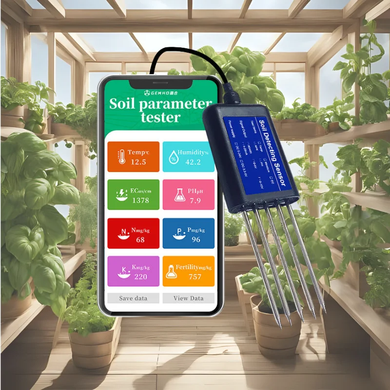 USB Bodem 8-in-1 Temperatuur-vochtigheidssensor Bodem EC PH NPK-sensor