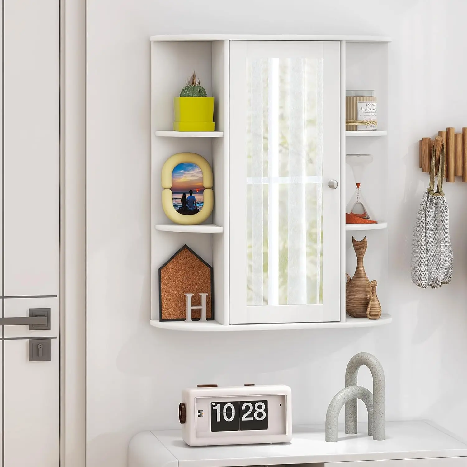 **/Medicine Cabinet, Bathroom Wall Cabinet With Mirror, Single Door, 3 Adjustable Shelves