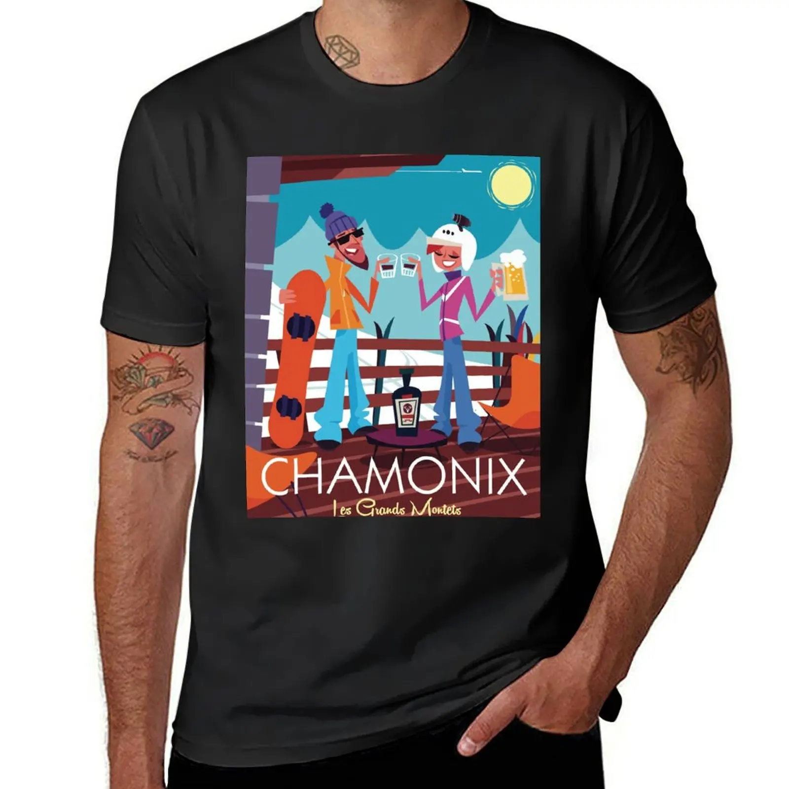 

Chamonix Les Grands Montets poster T-Shirt valentines boutique clothes Man t-shirt customs mens clothing