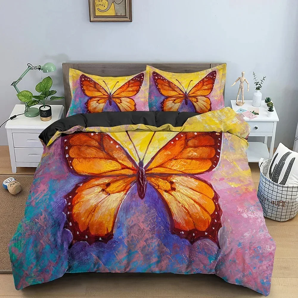 Butterfly Daisy Bedding Set Boys Girls Twin Queen Size Duvet Cover Pillowcase Bed Kids Adult Fashion Home Textileextile