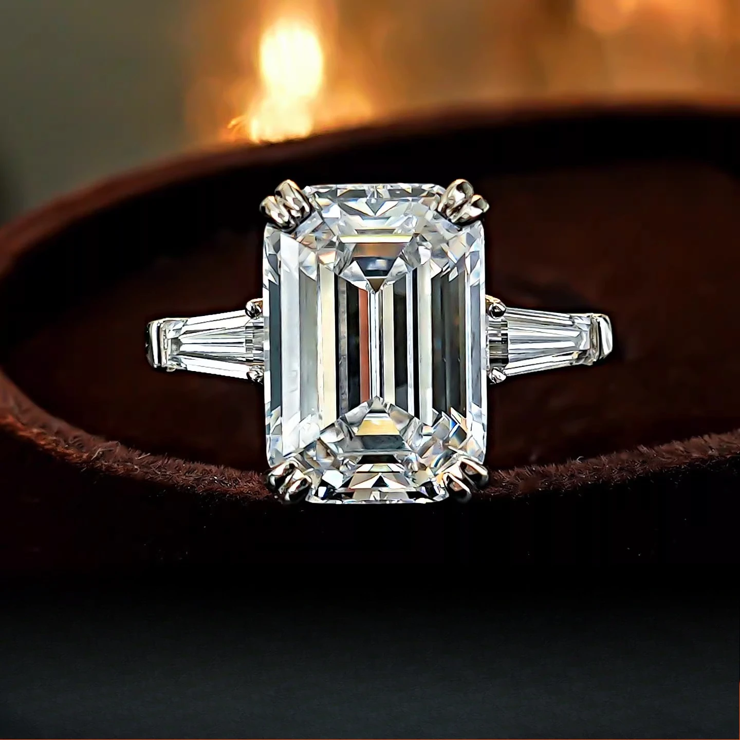 

Серебряное кольцо 925 пробы с цирконом изумрудной огранки 9*13 мм, для указательного пальца, многослойное, в парном стиле, новое, модное украшение