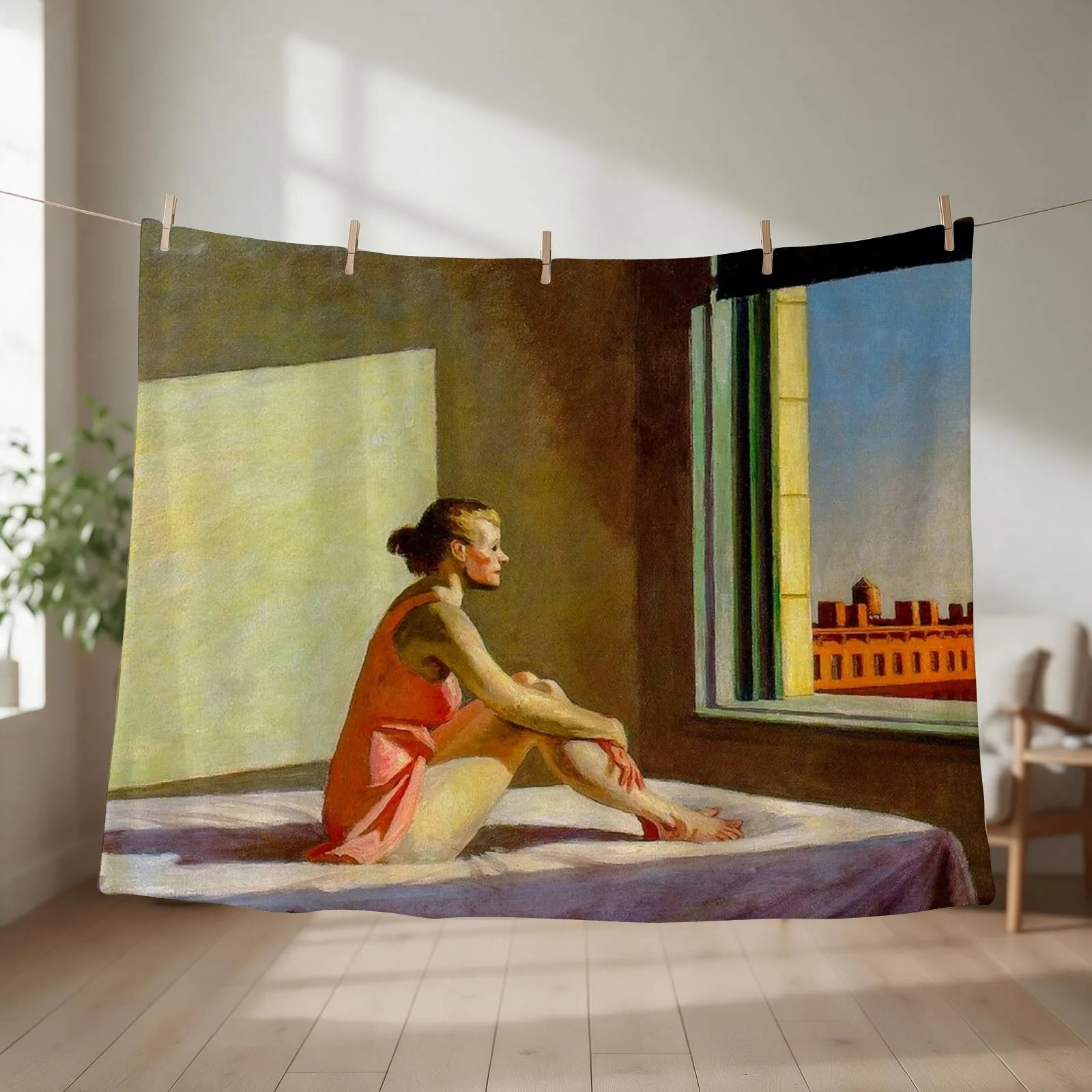 Morning Sun by Edward Hopper Throw Blanket Single christmas gifts Plush Luxury Throw Blankets