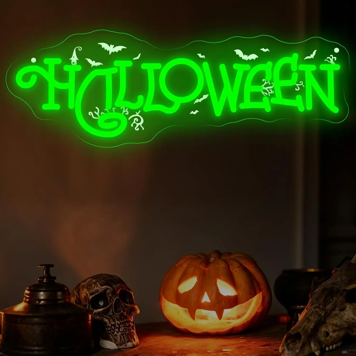 Halloween Bat Neon Sign USB LED Neon Light,Halloween Party Home Bar Haunted House Holiday Bedroom Decoration Gift Night Light