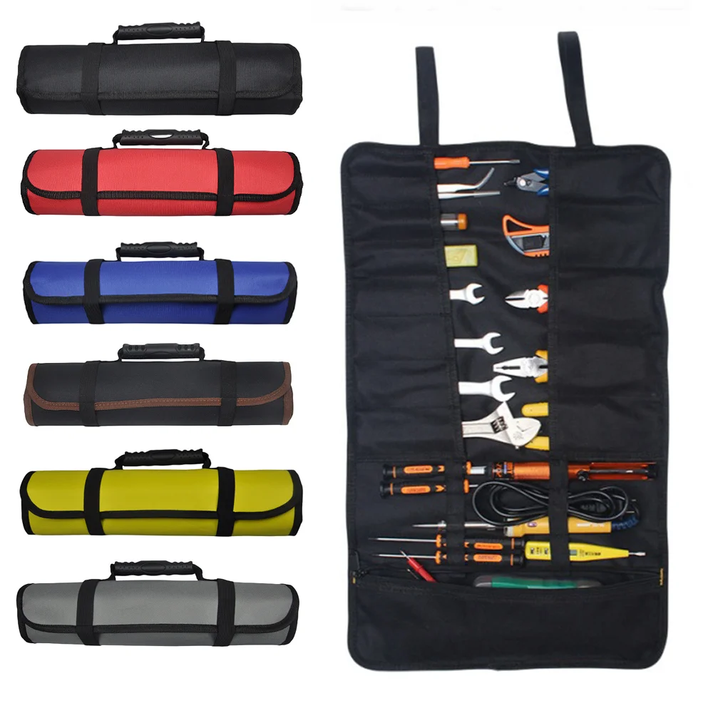 Portable Roll-Up Tool Bag Made of Oxford Fabric Durable Storage for Automotive Electrician & Hardware Tools
