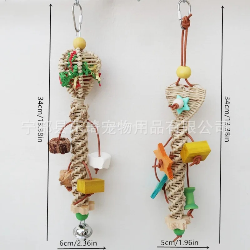 Bird Chewing Toy Chew Bird Toy Rattan Hanging Pet Toy Large Parrot Toys for Finches Cockatoos Budgie Cockatiels Parakeets طيور