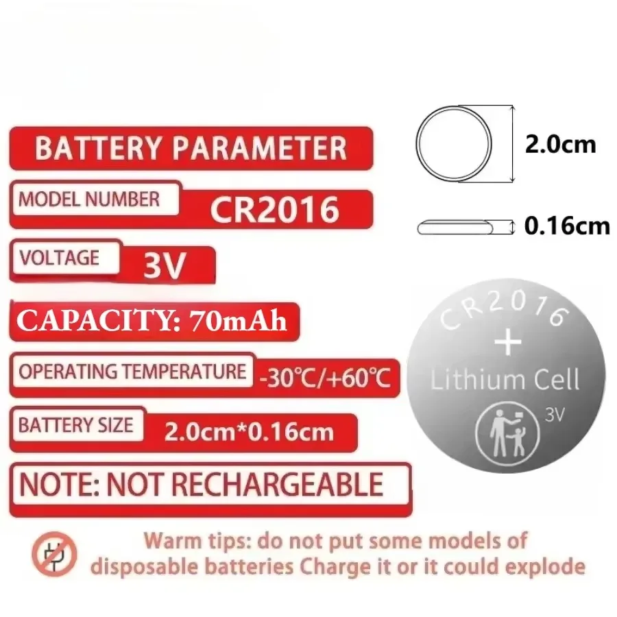 5-100pcs CR2016 Lithium Button Battery DL2016 BR2016 DL2016 LM2016 3V Coin Cell Watch Batteries for Toys Clock Remote Pilas