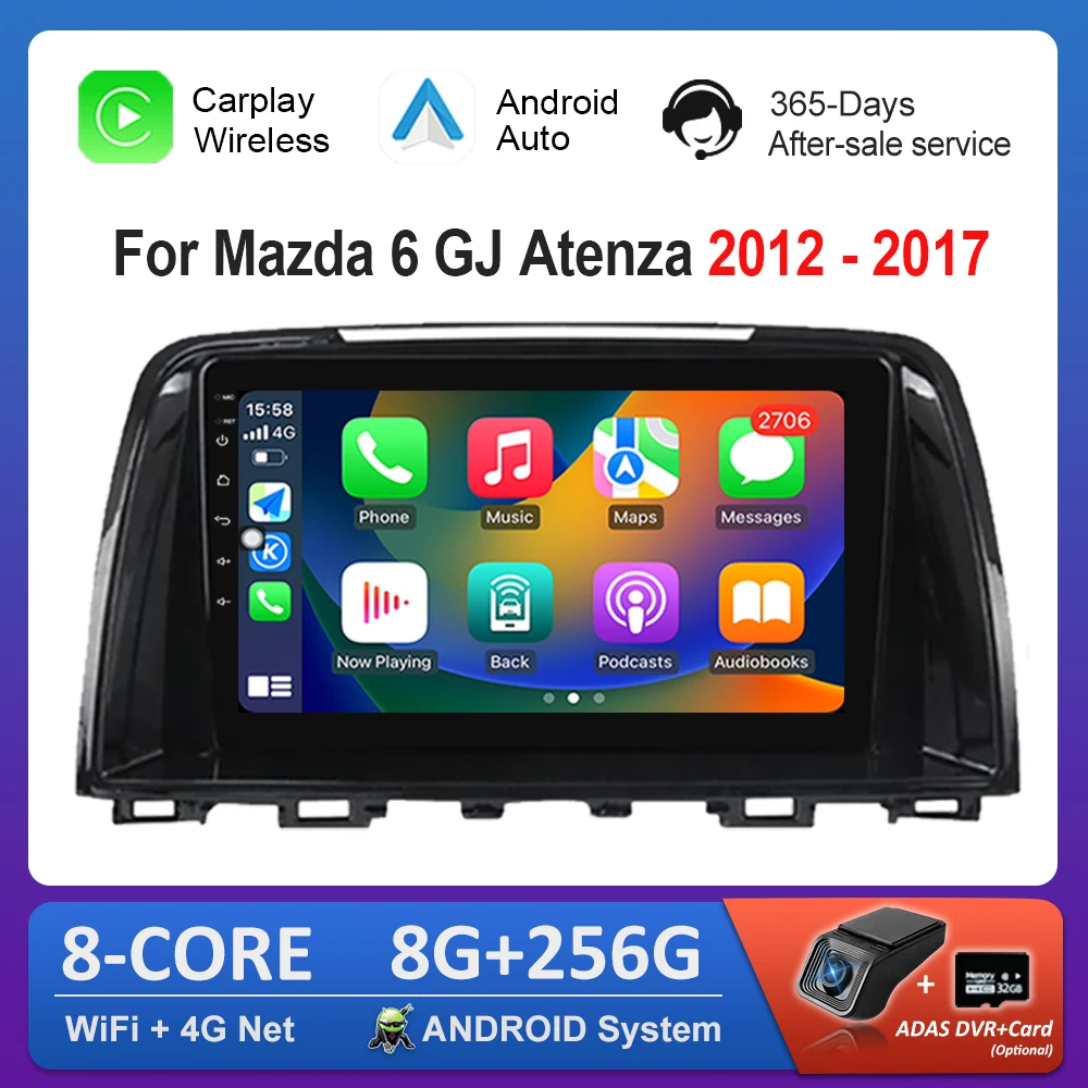 

Car Video Multimedia Player DSP Stereo 9'' for Mazda 6 GJ Atenza 2012 - 2017 Navi GPS Android OS 2.5D Screen 4G WiFi Head Unit