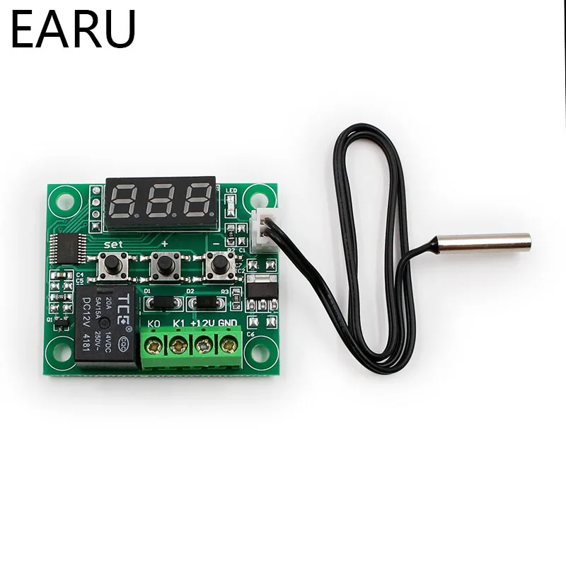 W1209 LED Digital Thermostat Temperature Control Thermometer Thermo Controller Switch Module DC 12V Waterproof NTC Sensor