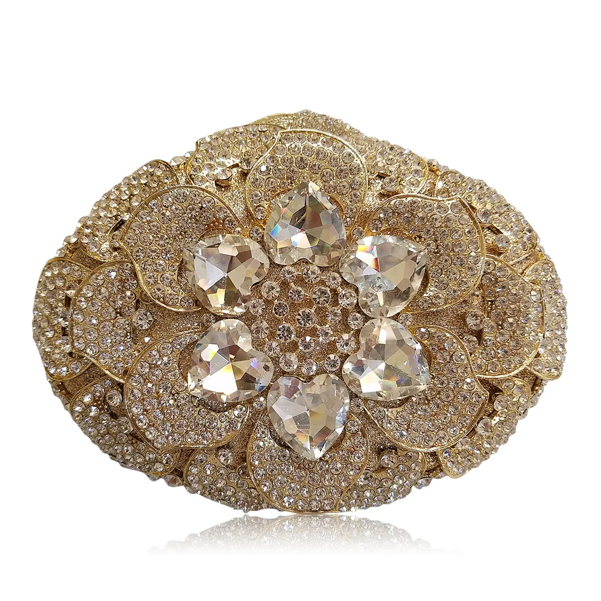 Gold Color Flower Crystal Clutch Purses for Women Formal Stone Evening Bags Wedding Party Rhinestone Bag Diamond Handbags