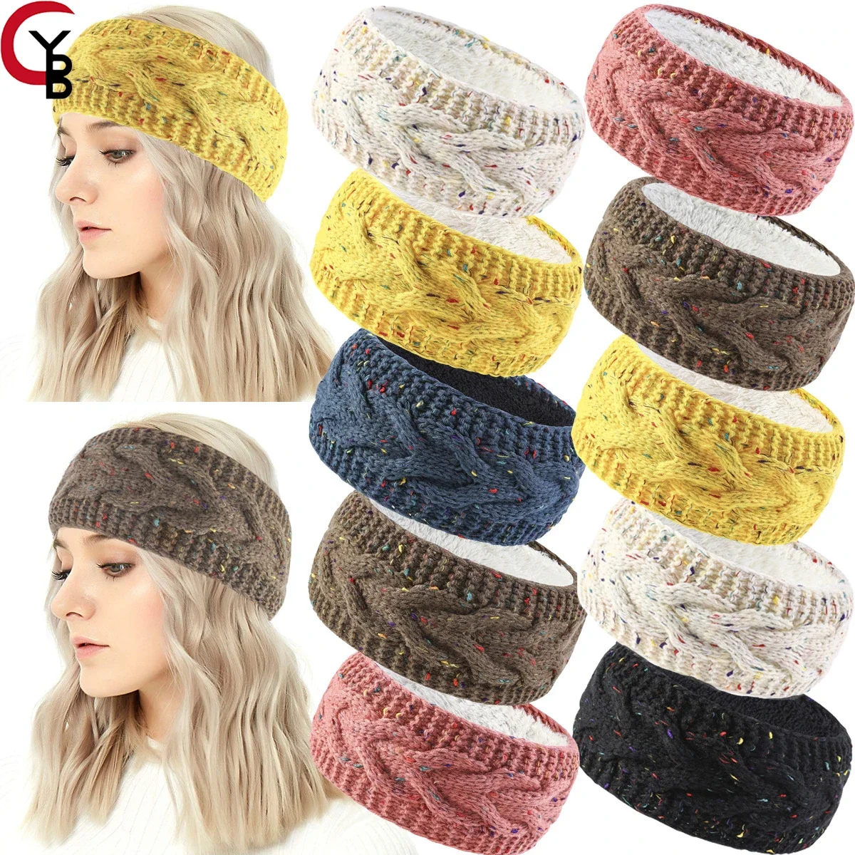 1 Pc  Winter Knitted Headband Crochet Headband Ear Warmer with Plush Lining (Stylish Color)