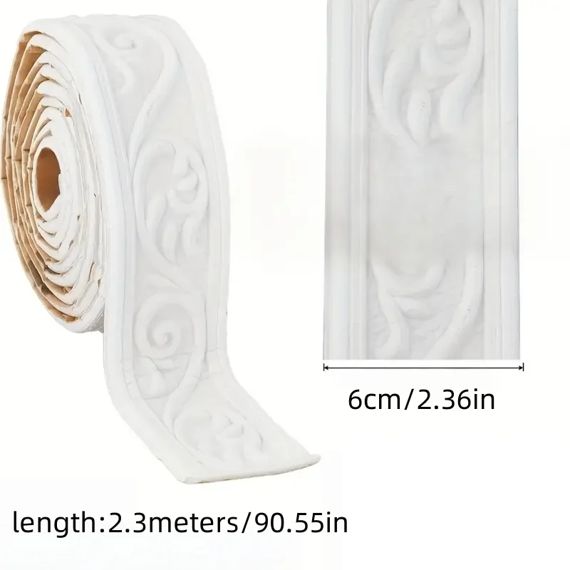 1Pc 230x6cm Fashion Self Adhesive Wall Stickers Waterproof Thickened Wall Border Strip Baseboard 3D Wall Strips