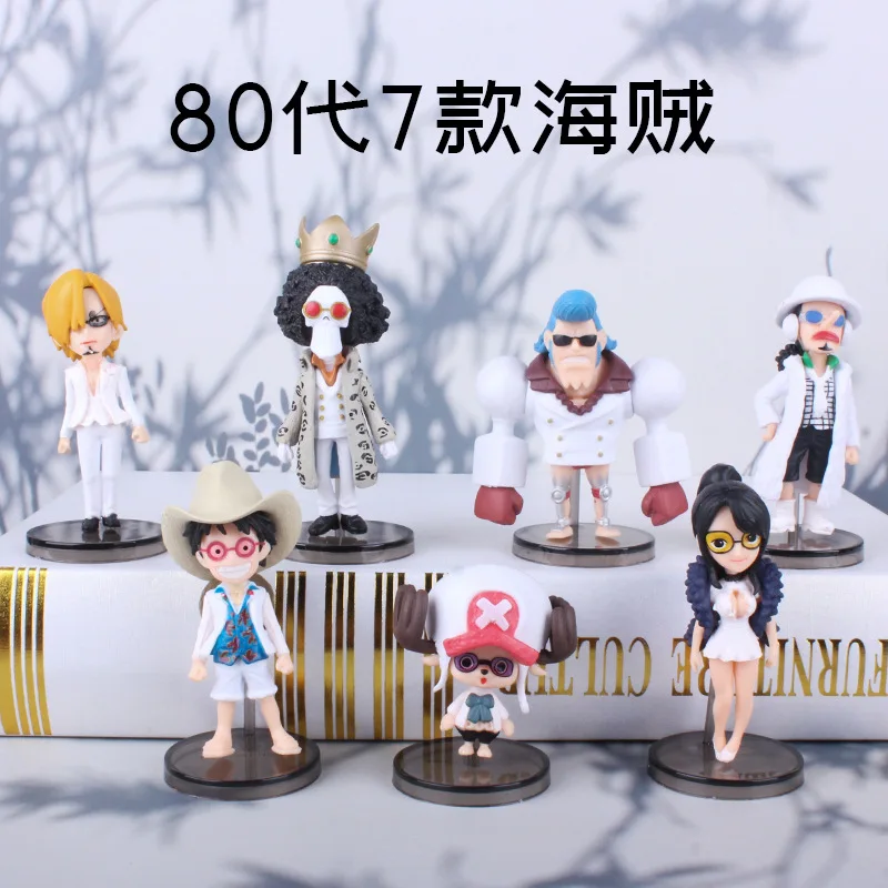 7pcs/set One Piece Luffy Usopp Sanji Tony Chopper Franky Brook Robin PVC Action Figure Toys Collectable Model Dolls Toy 7-8cm