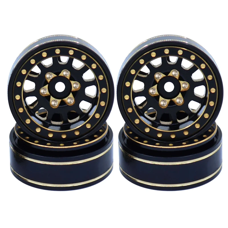 4Pcs 1.0 Plus Brass Beadlock Wheel Rim Wheel Hub for 1/18 1/24 RC Crawler TRX4M Axial SCX24 AX24 FCX24 Upgrade Parts