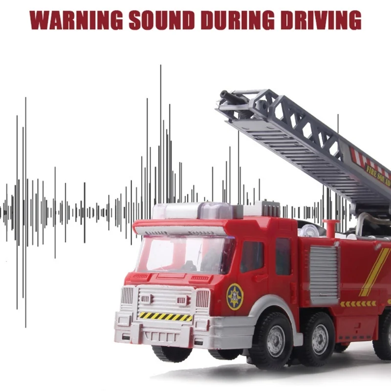 Camión de pulverización de agua, motor de bomberos, juguetes educativos no tóxicos con simulación de sonido y luz, camión de bomberos eléctrico