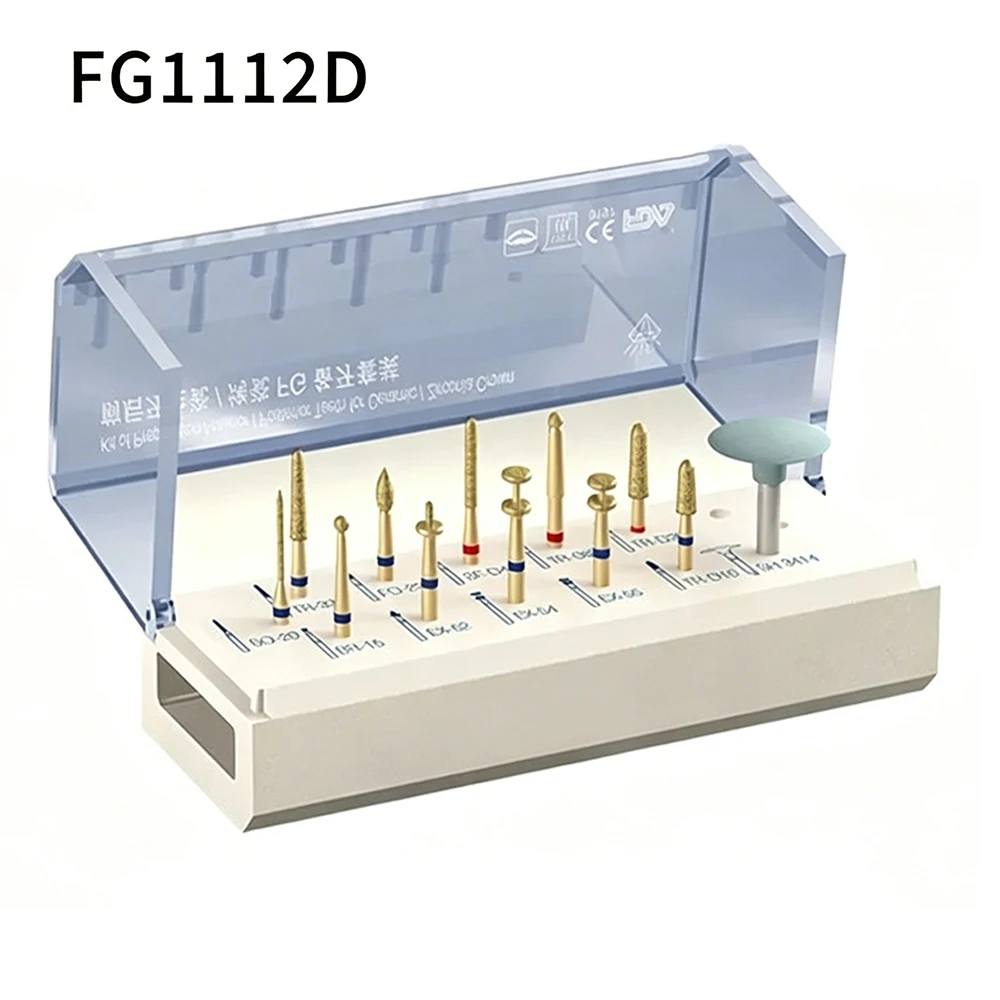 Dental FG Burs Kit for Porcelain Inlay & Onlay High Speed Diamond Preparation Burs Set FG0710D/FG0807D/FG0910D/FG1112D