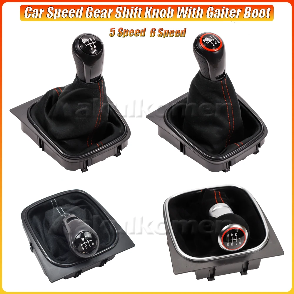 For Golf 5 MK5 Golf 6 MK6 Car Speed Gear Shift Knob With Gaiter Boot for Jetta MK3 SCIROCCO III 137 138 EOS 1F7 1F8