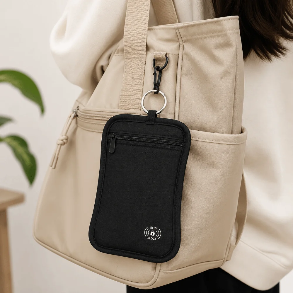 Fashion Anti-Theft Travel Wallet With Locking Hook Lightweight RFID Blocking Wallet Undercover Waterproof Coin Purse